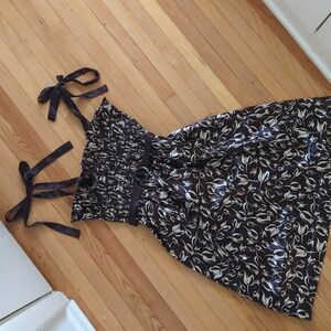 🆕 satin floral print brown mini dress